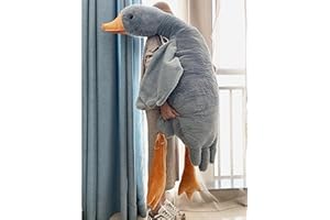 Tanha Peluche Oie, Jouet en Peluche de Oie, Oie en Peluche XXL, Canards Grosse Peluche, Peluche TY, Amie Moelleuse Douce, étreignant Coussin (Gris, 190 CM)