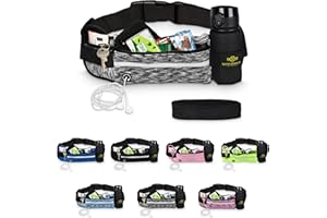 ‎LUCKY HUMANS Lucky Humans Laufgürtel Sport Joggen & Laufen mit Handy-Tasche schwarz - Damen & Herren Bauch-Tasche mit Flaschen & Handy-Halterung - Trinkgürtel Running & Walking Belt - Jogging & Lauf-Tasche Zubehör