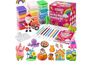DEVA STASH Air Dry Clay for Kids, Modelling Clay with 8 Tools & Project Booklet, Ultra Soft Light, DIY Creative Gifts, Arts and Crafts Kits for Kids Boys Girls Toys (Pack of 1)