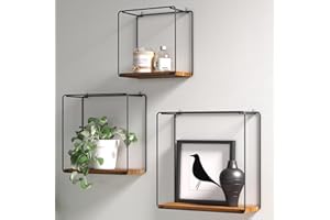 Erreke Mensole da Muro Design, Mensola Legno, Mensole in Legno Autentico di Teak, Mensole da Parete, Mensole da Muro Legno, Set da 3 Mensole Legno, per Cucina, Soggiorno, Camera da Letto, Ufficio