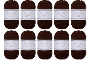 Utopia Crafts JOY Lot de 10 pelotes de fil à tricoter et à crochet uni - Doux et facile d'entretien - 100% polyacrylique - 150 m (grain de café)