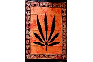 INDIAN CRAFT CASTLE ICC Weed Tapestry Wall Hanging Marijuana Cannabis leaf Poster Hippie Decor Pot Flag Dorm Collage Color Me Weed Bohemian psychedelic Small Hippie Rasta Ganja Tapestries 30 x 40 inches orange