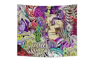 Roninkier Telo Mare Grande Arazzo-Scheletro - Arazzo da Parete Vintage Arazzo Fungo Psichedelico Hippie Telo da Parete Decorazioni Arazzi da Parete Anime Giapponese Tapestry Natalizio,150X100CM