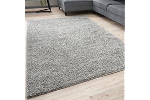 THE RUGS Living Room Rug - Shaggy Soft And Elegant Carpets For The Bedrooms And Kitchen, Easy To Clean, Many Different Sizes (160x230 cm, Grey)