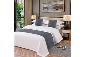 OSVINO Bettläufer Einfarbig-Serie Polyester Vintage Bett Deko für Wohnzimmer, Dunkelgrau 240 x 48cm für 180cm Bett
