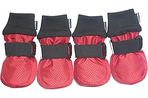 Vibrant Fellow Paw Protector Dog Boots Soft Protective and Skid-proof Set of 4 Size M Red Colour