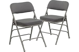 Flash Furniture Klappstuhl HERCULES aus Metall – Dick gepolsterter Stuhl für Gäste oder Veranstaltungen – Stabiler Küchenstuhl auch für draußen geeignet – 2er-Set – Grau