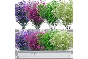 ELECOUTEK 12 Ramos de Flores Artificiales Exterior Planta de Plastico Resistentes a los Rayos UV Arbustos Artificiales Decorativas Flor Falsa para Jarron, Jardinera, Balcon, Centro de Mesa (Multicolor)