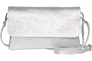 AMBRA MODA AmbraModa GLX11 - Damen Umhängetasche, Clutch, Handytasche aus echtem Leder mit abnehmbarem und verstellbarem Schultergurt, geeignet für Handys und Tablets bis zu 7 Zoll