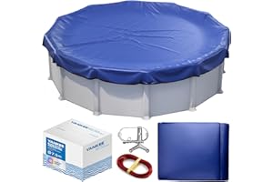YANKEE POOL PILLOW Yankee Poolabdeckung rund für 690–730 cm Pools | Ø 850 cm Planenmaß | 200g/m² PE, zweifach beschichtet | reißfest und UV-beständig | blau | für Sommer und Winter