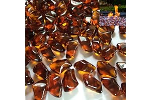 FIREBRANDDIRECT Firebrand Direct Amber Fire Glass Beads 1kg (2.2lb) - For Fire Pits, Gas Fires And Ethanol Burners. Sparkling Heat Resistant Glass