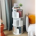 Bibliothèque D'Angle Ronde Et Rotative Pour Enfants Etagère De Rangement Autoportante à 2 Niveaux Pivotante à 360° Naturel