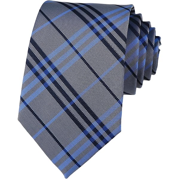 Retreez Men's Elegant Tartan Check Woven Tie - Dark Green, Yellow & Navy Blue Pattern (3.15" Width) - View #3