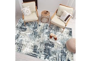 Vamcheer Alfombra Salón Pelo Corto de área Abstractas Modernas Imitación Cachemira, Antideslizantes y Lavable, Alfombras Decorativas para Dormitorio,Comedor,Pasillo,Interiores (Azul 120x170)