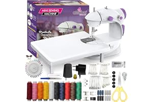 akiara - Makes life easy Mini Sewing Machine Electric for Home | Portable Sewing Machine with Table Set, Foot Pedal, LED Light & Sewing Kit Tailor Machine for Home - 1 yr Warranty white