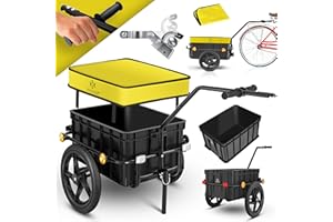 KESSER® Rimorchio per Biciclette Rimorchio di carico Carrello Manuale con Gancio di Traino Barra di Traino Alta per rimorchio per Il Trasporto di Biciclette Trailer Cassa di Trasporto
