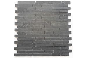ESTILE MOSAICO Mosaik Matte Schiefer Anthrazit 30x30 cm 8 mm matt Naturstein Fliesen Schwarz M017