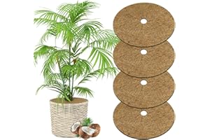 OFFCUP Coconut Fibers Mulch Ring Tree Protector Mat, 4pcs 40cm Mulch Mats, Coco Coir Mulch Disc Plant Cover for Flower Pots, Landscaping, Indoor Outdoor Plants
