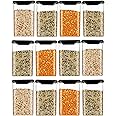 flymore Plastic 1100Ml Airtight Containers Set For Kitchen Storage And Containers Box For Pantry Organization And Container For Kitchen Storage Set, Kitchen Accessories (Set Of 12) Black