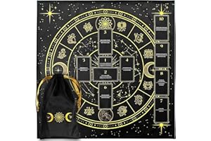 Vibratis Tapis Voyance Tirage Celtique & Pochon - Tapis Oracle Noir pour Cartes et Tarot Divinatoire - Nappe d'Autel 60cm en Velours pour Pratiquer la Cartomancie et Le Pendule Divinatoire