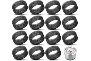 ENHON 16 Stücke Trinkbrunnen Schaum Filter Runder Schwamm Schwarzer Filter Schaum Haustier Katzenbrunnen Ersatz Filter für 2,5 L/ 84 Unzen Edelstahl Katzenbrunnen Haustier Trinkwasser Gesund