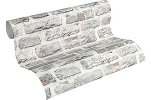 A.S. Création Papel Pintado Efecto Piedra Elements Papel pintado tejido no tejido 10.05 m x 0.53 m Gris De Colores Fabricado en Alemania 361403 36140-3, multicolor