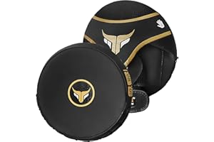 Mytra Fusion Patte d'ours Boxe - Patte d'ours Coussinets Ronds incurvés en Cuir véritable pour MMA, Muay Thai, Kickboxing, Punching et Training Pattes d'ours de Boxe