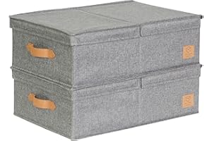 LOVE !T STORE !T Love IT Store IT Premium pudełka do przechowywania z pokrywką M – z materiału lnianego – zestaw 2 szt. pudełko średnie – stabilne – szare – każde 50 x 33 x 16 cm
