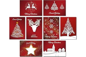 ABSOLUTELY YOURS Charity Christmas Card Pack of 24. Each Christmas Card Multipack has 8 Different Festive Red Designs. Ecofriendly and UK Made. Verse Inside. 172 x 122mm Card Size.