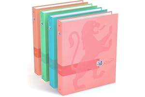OXFORD Classeur Touch A4XL Dos 40mm 4 Anneaux Ronds Couverture Carte Pelliculée Coloris Assortis