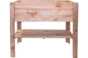 ‎MGC24 mgc24 Hochbeet - Kiefernholz Dunkelbraun rechteckig, stehender Pflanzkasten für Garten Terrasse Balkon - 80 x 37,6 x 78 cm mit Ablageboden