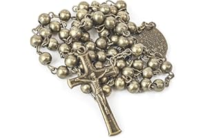 Nazareth Store WWII Combat Design Brązowy Różaniec Koraliki Naszyjnik Cudowny Medal z Krucyfiksem, 22", Brąz, Bez kamieni szlachetnych
