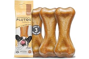 PLUTOS Käse und Huhn Kauknochen für Hunde | Käseknochen Hund aus Käse und Huhn | Langanhaltende Kausnacks für Hunde jeder Größe | Käsestangen | Gesunde Hund Knochen für Zahnpflege und Kauspaß