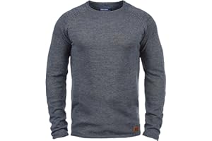 Blend BHDan Herren Strickpullover Feinstrick Pullover mit Rundhalsausschnitt Baumwollmischung Label-Patch Regular fit