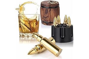 Eligara Juego de Piedras para Whisky - Whiskey Stones Gift Set - Cubitos de Hielo Reutilizables para Whisky, Barril de Madera (6 Piezas), para Hombres/Papá/Novio/Marido