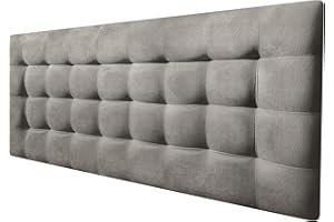 DecorQUALITY Cabecero Cama Canadá Deluxe - Cabezal Tapizado Acolchado de Tela Antimanchas - Cabecero Premium Dormitorio (Gris, 180x70)