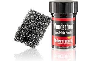 feiermeier Wundschorf mit Schwamm Blut für realistische Wunden verkrustetes Kunstblut - inkl. grober Schwamm - Halloween Horror Schminke Makeup Wunde schminken