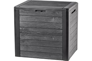 KADAX Skrzynia ogrodowa 140 l brązowa, odporna na warunki pogodowe, stabilna pokrywa, na poduszki, zabawki i akcesoria do ogrodu i na taras