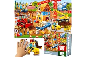 QUOKKA Floor Puzzles For 3 4 Year Olds - 60x90 cm 48 pc Giant Jigsaws For Children Age 4 5 - Large Educational Construction Toys for 3 6 yo - Premium Gift Box with Sturdy Handle & Magnetic Closure