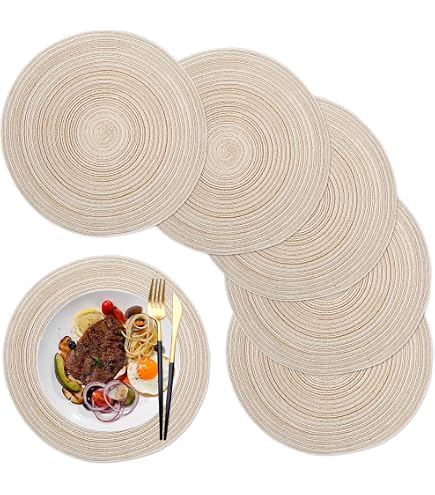 Hopbucan Tovagliette Intrecciate nel Rattan Tovagliette Ovali Rotonde Tovaglietta Antiscivolo Resistente al Tovaglietta Multiuso Naturale 30X40Cm