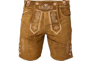 STEIGENHÖFER MANUFAKTUR STEIGENHÖFER Lederhose Herren Tracht kurz - Anton - Trachtenhose mit Trägern - 100% Rindsleder - Traditionelle Echtlederhose - Ideal für Dein Oktoberfest Herren Outfit