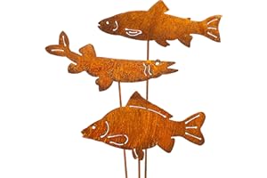 Blümelhuber Decorazione a forma di pesce per il giardino, in metallo arrugginito, ideale anche per il balcone o la porta di casa