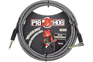 Pig Hog Vintage Serie Instrumentenkabel, Amplifier Grill, 3m/10ft, 6.35 (1/4”) auf 6.35 (1/4”), Hochwertige Qualität, Gewebt, Winkelstecker