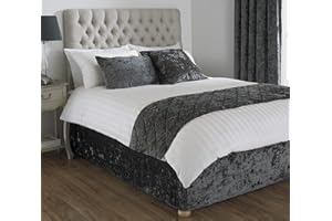 Riva Paoletti Verona Bed Wrap - Pewter Grey - Velvet Feel - Crushed Velvet Look - Elasticated - 100% Polyester - Super King Size - 180 x 200 x 50cm (53" x 74" x 20" inches) - Designed in the UK