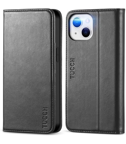 VISOUL Brieftaschen-Hülle Für IPhone 13 – Echtes Leder, Mit Magnet, Kartenfächern & Ständerfunktion. Schutz Vor Stößen Und RFID-Klau