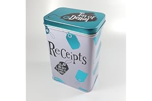 The Brightside Receipts TIN - STORAGE TIN, Classic Style, Receipt Storage Box, 14 x 6.5 x 9.5 inches