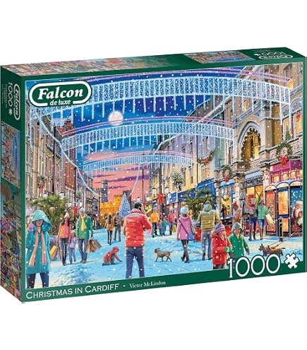 Jumbo, Falcon de luxe - Christmas in Edinburgh, Christmas Jigsaws, 1000 Pieces for Adults