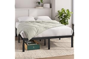 Zinus Elias Double Bed Frame with Storage Space Underneath - 4ft6 (135 x 190 cm) - 14.2'' Height - Metal Bed Base with Steel Slat Support - Easy Assembly - Black