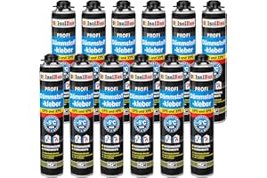Isolbau B2 Dämmstoffkleber - 12 x 750 ml Perimeterkleber für EPS- & XPS-Platten - 1K PU-Klebeschaum für Fixieren und Isolieren