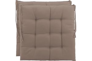 Brandsseller Coussin de Chaise env. 40 x 40 cm Coussin d'Assise avec Ficelles de Maintien pour Indoor Outdoor en Set de 2 Pièces - Stone
